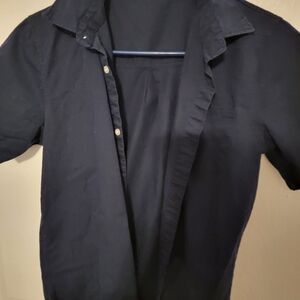 Boys Blue Short Sleeve Button-Up Shirt